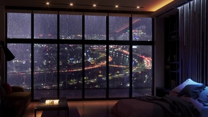 雨天卧室 城市美景尽收眼底