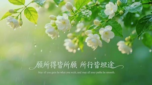 超清新治愈雨中茉莉花