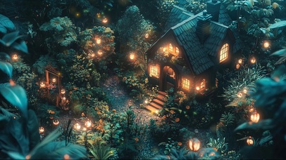 静谧森林绿色花园小屋
