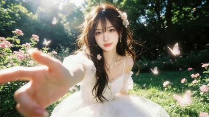 治愈花香蝴蝶女孩