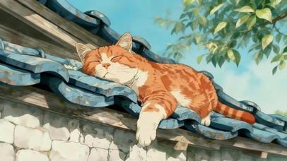 屋顶懒散的猫咪