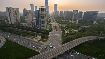 8k西安高新区CBD日落