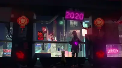 鼠年新年贺岁城市烟花