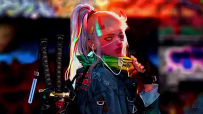 卡塔纳赛博朋克女孩