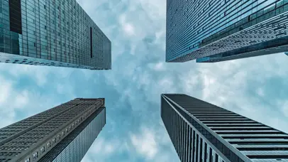 4k大气商务CBD写字楼云层