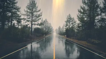 风雨交加的小路