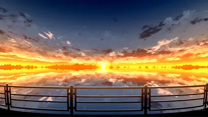 夕阳落日海天一线