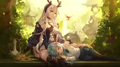 秋日森林野餐少女