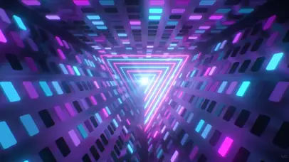 闪烁霓虹三角形隧道