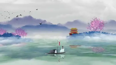 古风山水江上游