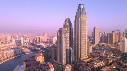 4K唯美天津晚霞津湾广场