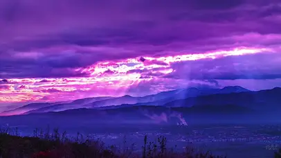 4k紫色夕阳
