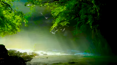 4K梦幻光芒溪流