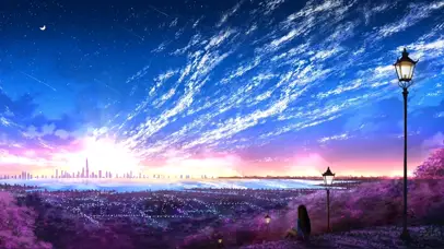 观赏夕阳景色