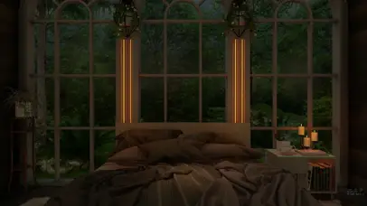 夜晚卧室窗外雨