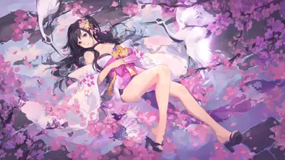 仙鹤樱花池少女