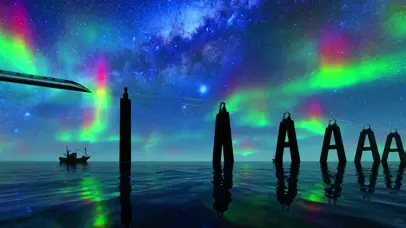 4K 星空极光高铁小船