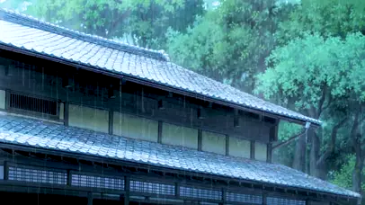 二次元动漫清新下雨天美景