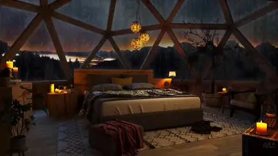 雨滴玻璃舒适卧室