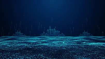 4k蓝色粒子城市