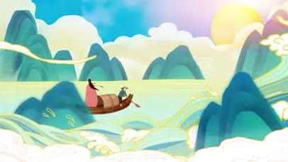 国潮游船端午龙舟国风