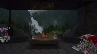 森林瀑布暴雨夜