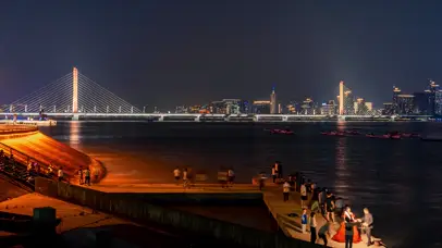8k震撼杭州钱塘江码头城市夜景