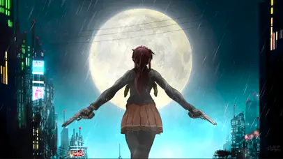都市圆月 雨夜双枪少女