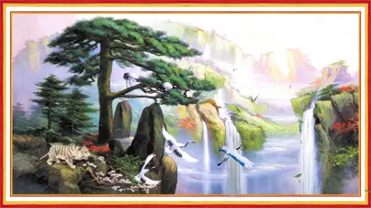 水墨画壁画迎客松