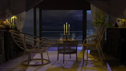 雨夜的海景房
