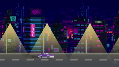 朋克像素夜晚道路