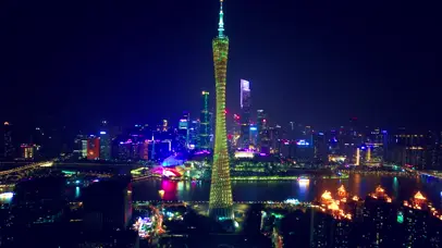 4k广州夜景地标建筑小蛮腰