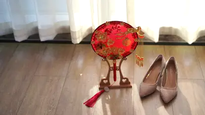 4K中式元素扇子婚礼空镜