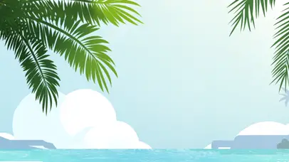 清新插画海边沙滩