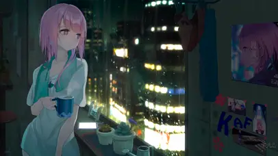 雨天窗边少女