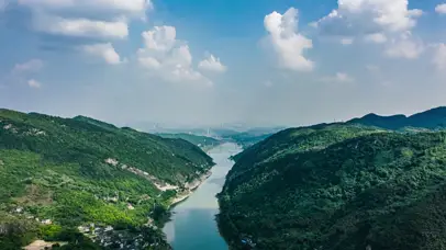 4k夏天绿水青山蓝天白云自然