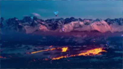 城市灯光雪山雨屏