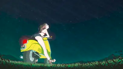 夜晚星空下的女孩