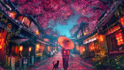 樱花庙街的少女和猫