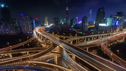 4K 高清 上海夜间交通