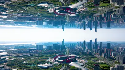 4k南京河西CBD奥体城市倒影