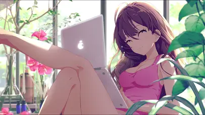 玩游戏的动漫少女