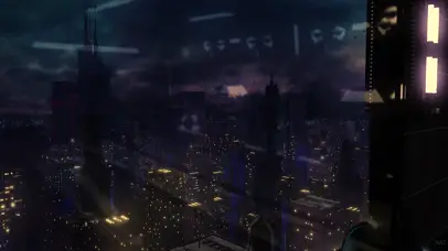 4k超清夜晚窗外城市