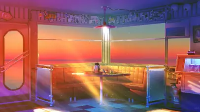 坐船看夕阳