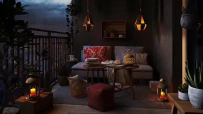 雨天舒适的阳台