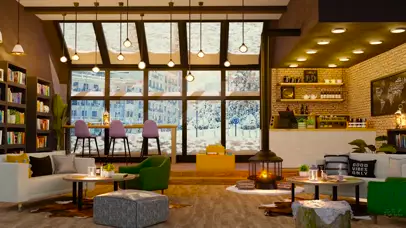 冬季舒适的咖啡厅氛围