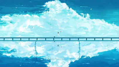 治愈风站台上的少女