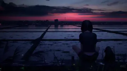 城市黄昏下的地平线和火车