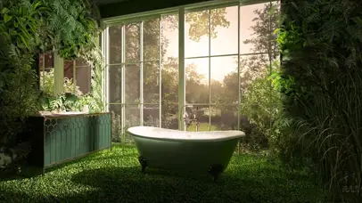 清新植物花园浴室