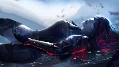 躺在雨路的女孩